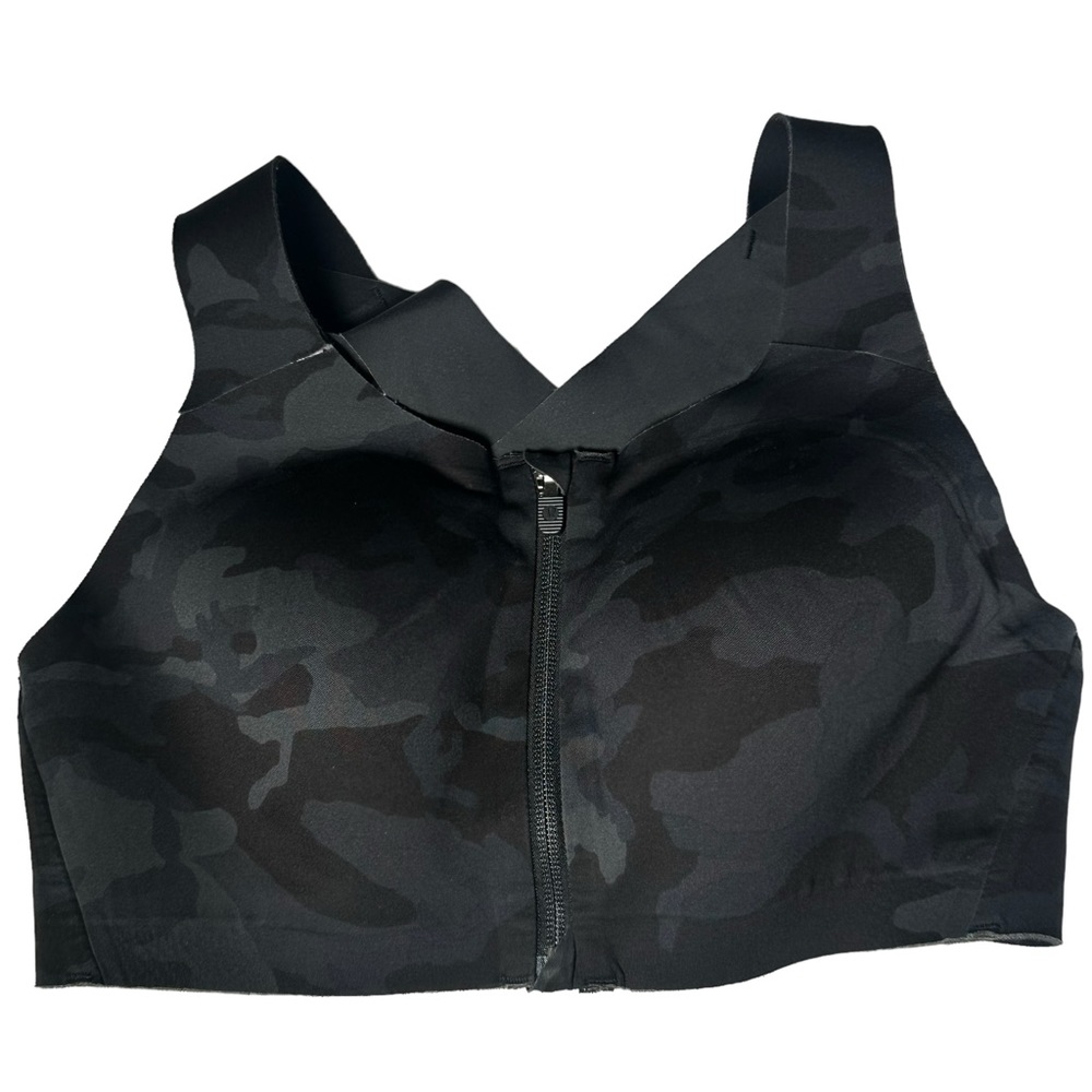 Lululemon Sports Bra Enlite Bra Front Zip 34D Camo High Support Running